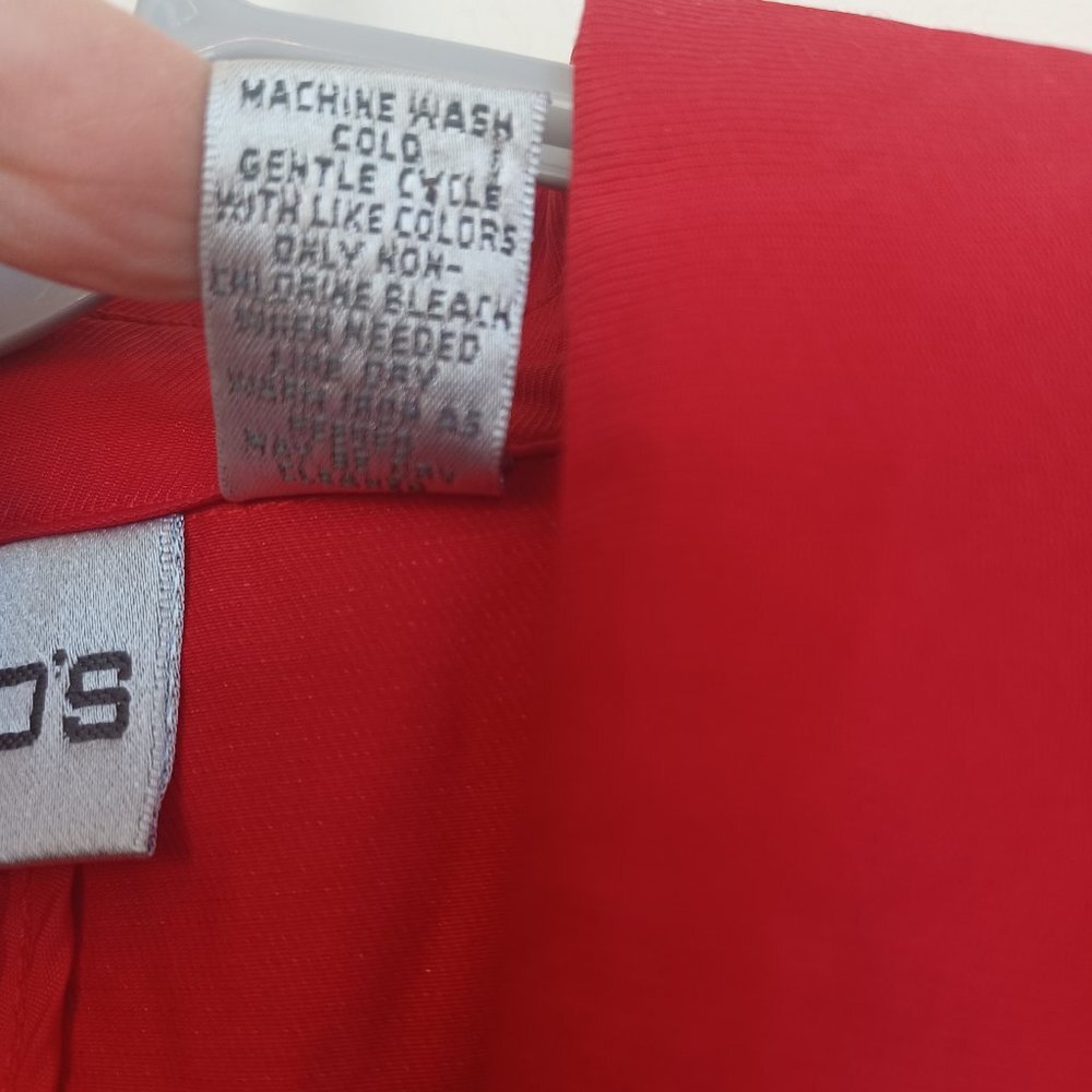 Chicos Red Shirt Jacket Button Front Roll Tab‎ Sleeves Womens Medium - Picture 5 of 10